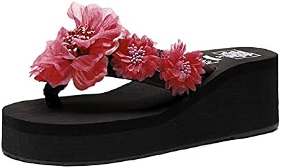 Flippers para mulheres ao ar livre estilo à prova d'água Flores de verão de verão Bohemian Sandálias de chinelos