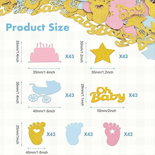 300 peças gênero revelam confete de confetes de chá de bebê - sobre pegadas de confetes de bebê decorações de festa confetes de