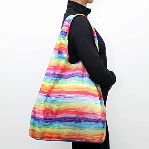 Erda aquarela Rainbow Pequeno bolsa ergonômica reutilizável, bolsa de compras, mercearia, bolsa de viagem