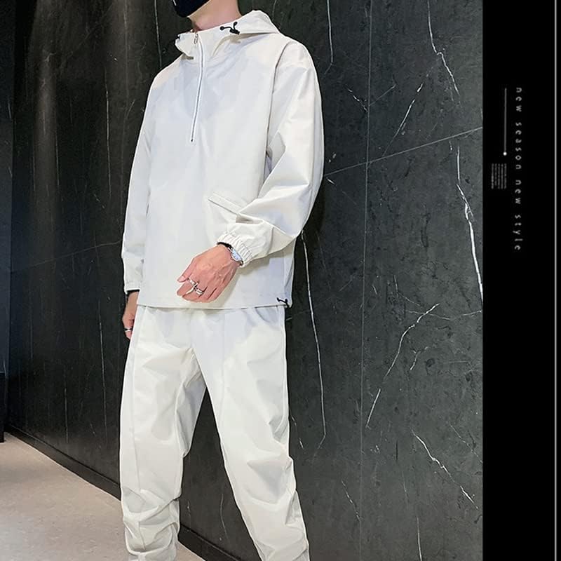 Mmllzel Solid Sets Setes Casual Sportswear Suit Spring Autumn Men Streetwear Zipper Capuz+Terno de Calça
