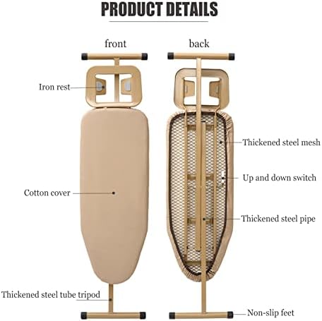 Placa de ferro de armação dourada com perna T, tábuas de passar altura ajustável, dobrável, descanso de ferro a vapor,