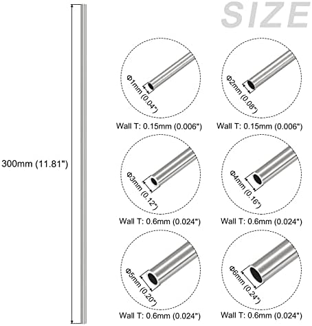 Metallixity 304 Tubo de aço inoxidável, 6pcs em 1pack, tubulação reta - para móveis para casa, máquinas