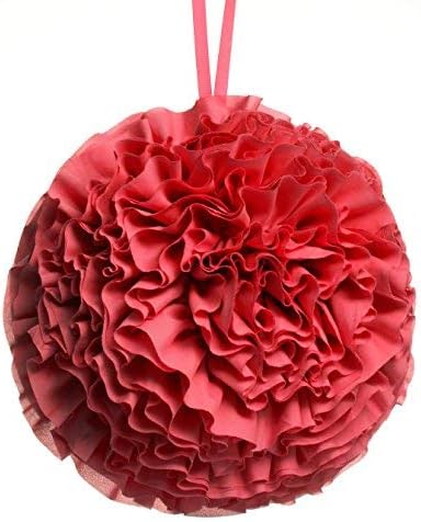 North End Decor Ruffle Puff Ball Pillow, Rose