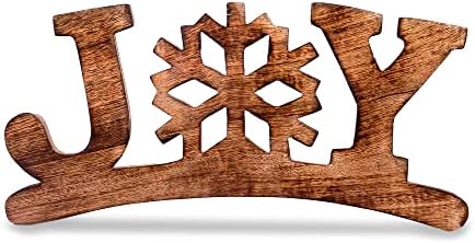 Sundershala Christmas Alegria sinal de mesa rústica, decoração rústica em casa, sinal decorativo de madeira, presente de decoração de placas de caixa