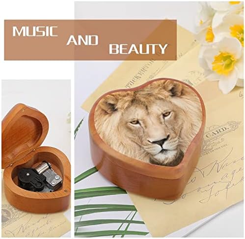 Majestic Lion coroado com uma caixa de relógios de manobra Caixa de música vintage de madeira em forma de madeira Toys de