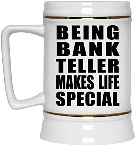 Designsify Sendo Bank Teller torna a Life Special, caneca de 22oz de cerveja de cerâmica de cerâmica com alça para freezer,