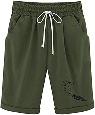 Shorts bermudas para mulheres casuais no joelho de verão shorts de camisa de cor sólida com bolsos saltos largos e complosos de shorts longos