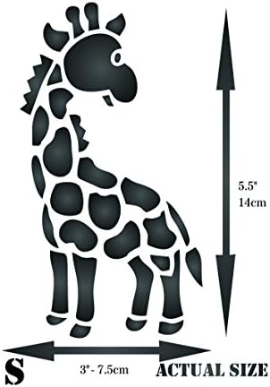 Estêncil de girafa bebê, 3 x 5,5 polegadas - berçário de estênceis de animais selvagens para crianças para pintura