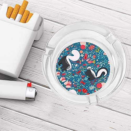 Flores e gambá de cigarro cinzeiro de cinzas de vidro Tabela Decorativa Bandeja de cinzas fumantes modernos para o