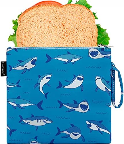 Bolsa de sanduíche reutilizável/lanche para crianças e adultos, lancheira de camada dupla com alça, lavável, cofre de comida, BPA