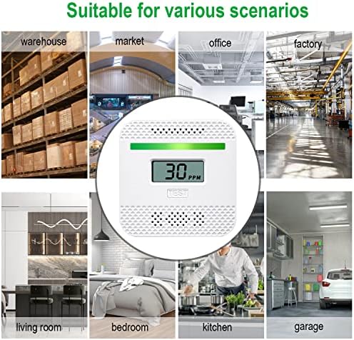 Detectores de monóxido de carbono, dispositivo de detector de alarme por portátil com exibição digital LCD para viagem para casa, alarme de monóxido de carbono com sensor eletroquímico, alimentação por bateria