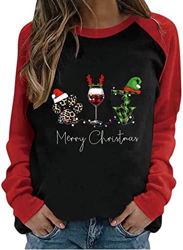 Camisas de Natal femininas Moda 2023 Sorto de Ano Novo Apenas uma garota que adora vinho e copos de vinho de Natal suéter
