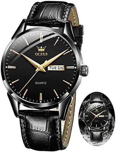 Relógios da Olevs, relógio de couro marrom para homens, vigilância de um dia de dia, relógio luminoso masculino, vigia