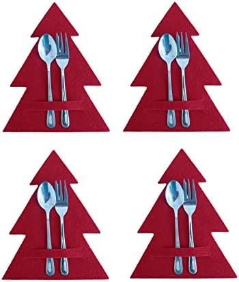 Bolsa de talheres de Natal | 4 peças/conjunto Árvore de Natal Não tecido Utensílio de utensílios de cozinha de Natal