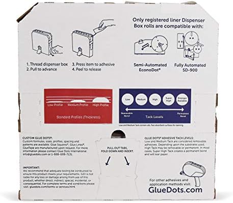 Aplicador de caixa de dispensador Pro Dots Pro com 4000 pontos adesivos de dupla face de baixo perfil de baixo perfil