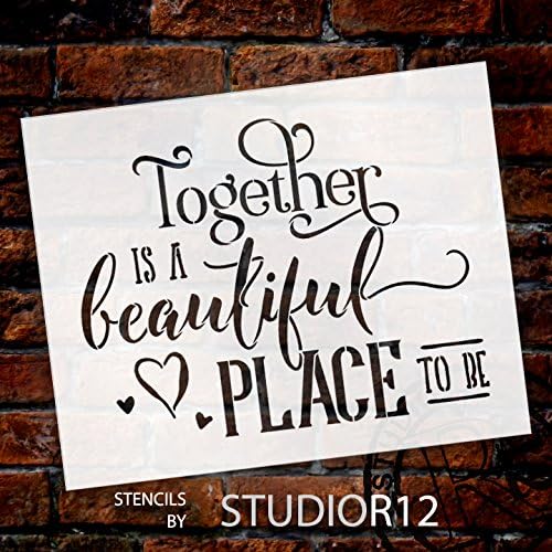 Juntos é um lindo lugar de lugar por Studior12 | Arte da palavra divertida romântica - modelo reutilizável mylar | Pintura,