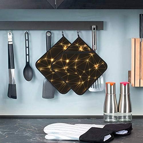 Triângulos de neon sem costura de ouro Baixa portador de panela resistente ao calor de panela 2 PCS Pots Pote para cozinha 8 × 8 polegadas para cozinhar e assar