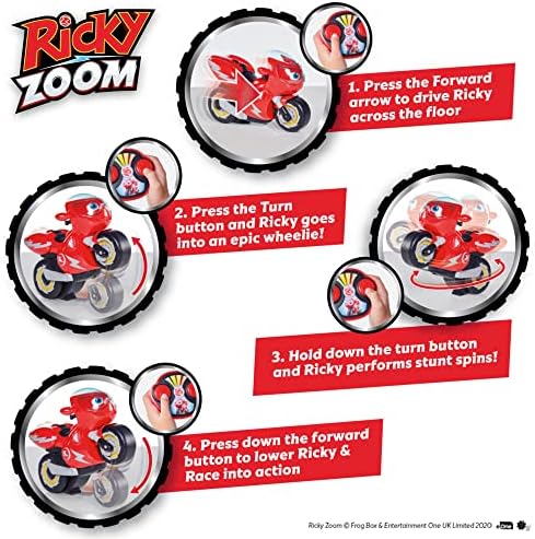 Ricky Zoom Control Remote Turbo truque Ricky Motorcycle Toy, multicolor, 3 anos ou mais