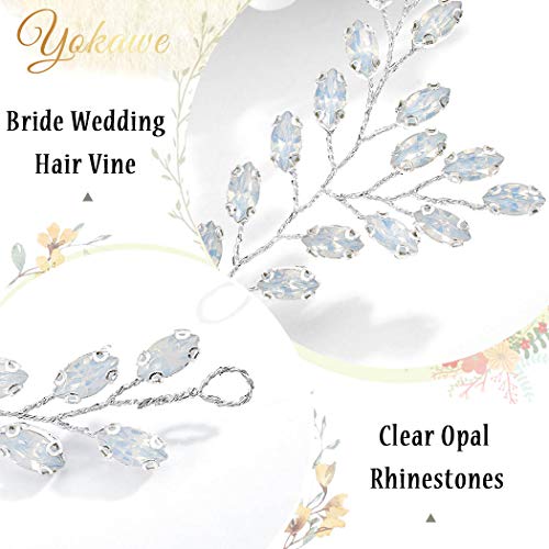 Yokawe Bridal Hair Hair Vine Gold Opal Rhinestone Bride Pieces Cristal Hair Acessórios para mulheres e meninas