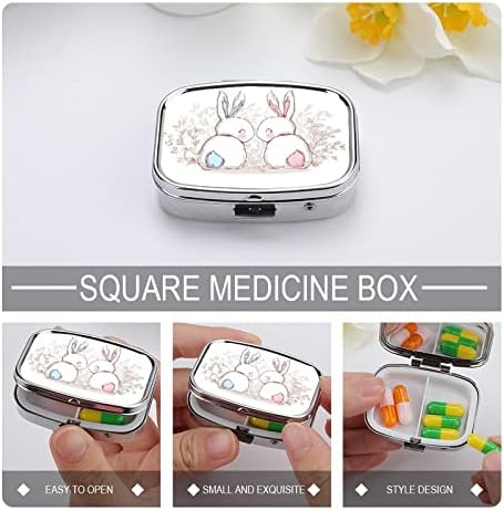 Caixa de comprimidos fofos coelhos em forma de medicamento em forma de quadrado caixa de comprimidos portátil Pillbox Vitamin