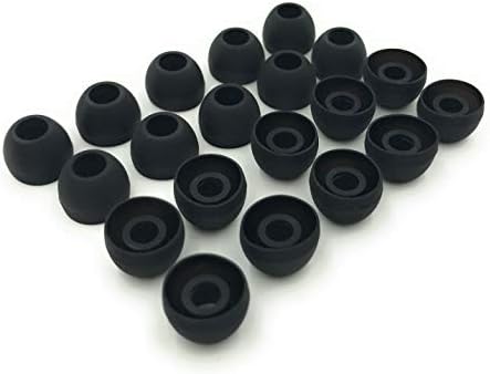 Earbudz 10 pares Médios de substituição de silicone Dicas de orelhas de ouvido - preto