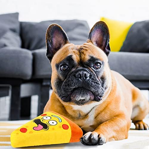 Alida Funny Food Toys - Pizza Slice Plush Plexhy Dog Toys Interactive Puppy Puppy Chew Toys Para pequenos cães médios presentes