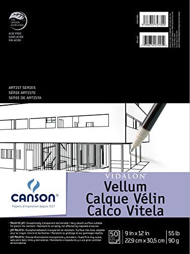 Canson Artist Series Vidalon Vellum Paper, Foldver Pad, 9x12 polegadas, 50 folhas - Papel de artista para adultos e estudantes