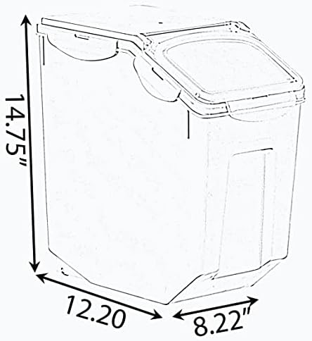Conjunto básico de 2 recipientes brancos de suporte de alimentos de armazenamento, com um copo e rodas medindo, grande