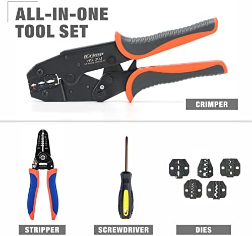 Kits de ferramentas de crimpagem do ICRIMP com stripper de arame e cortadores de cabo adequados para terminais ou poças
