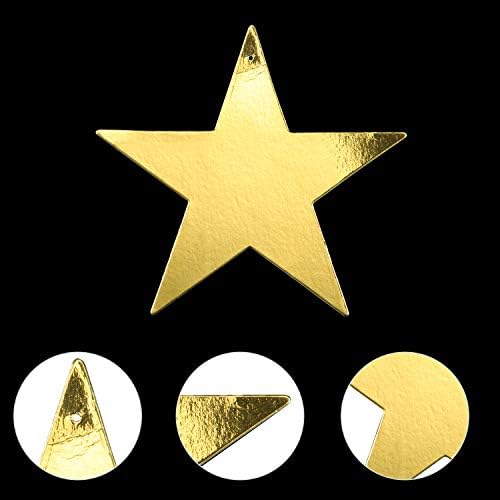 Gold Cardboard Stars Star Cutouts pendurados Glitter Foil Star Metallic Star Cutouts e 50m Nylon Beading Line Decorações de