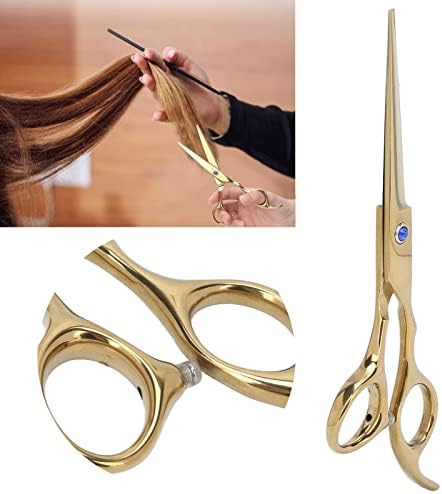 Tesoura de corte de cabelo, tesoura de tesoura de aço inoxidável resistente ao desgaste ergonômico portátil para