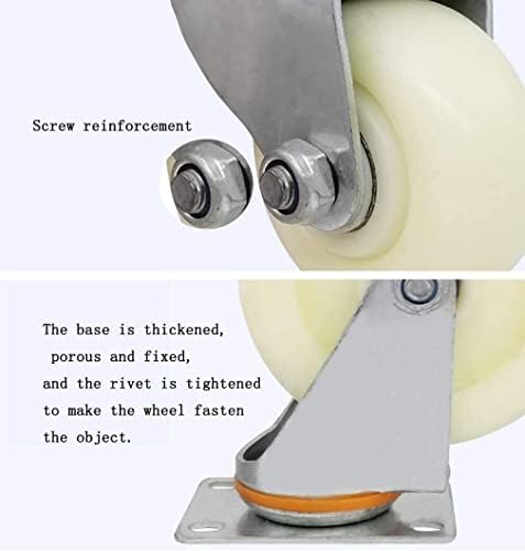 Morices rodízios Casters Castrois pesados ​​360 graus rodízios de nylon rodas de nylon rolamento duplo rodízio de borracha de 100 mm Caster de móveis com freios para carrinho industrial com parafusos Cheste de serviço pesado