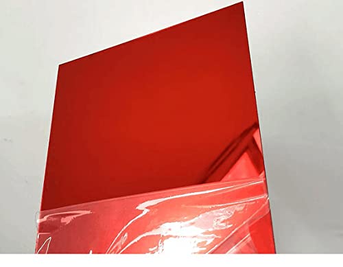 Conjunto de 2 folha de acrílico 1/8 Espelho vermelho, vermelho espelhado de acrílico Lucite Plexiglass Folha