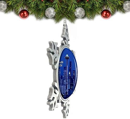 UMSUFA USA America Space agulha Seattle Christmas Ornament Tree Decoration Crystal Metal Sovenir Gift