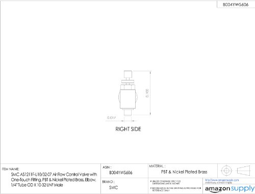 SMC AS1211F-U10/32-07 Válvula de controle de fluxo de ar com ajuste de push a conexão, PBT e níquel banhado