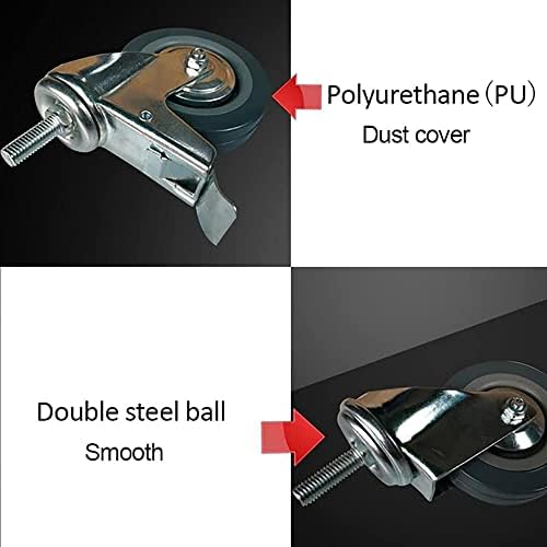 Nianxinn 4 rodas rodas 75/100mm Móveis de serviço pesado Caster com M10/M12 Capacidade de rodízio industrial rosqueado 450 libras para carrinhos de mobília de carrinho de mobília)