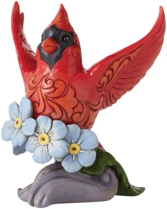 Enesco Jim Shore Heartwood Creek Caring Cardinal Forget Me Not Figure, 4,875 polegadas, multicolor