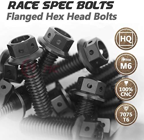 MC MotoParts pré-perfurados especificações de corrida CNC M6 x 30 mm Flanged Hex Head parafusos 10 pcs