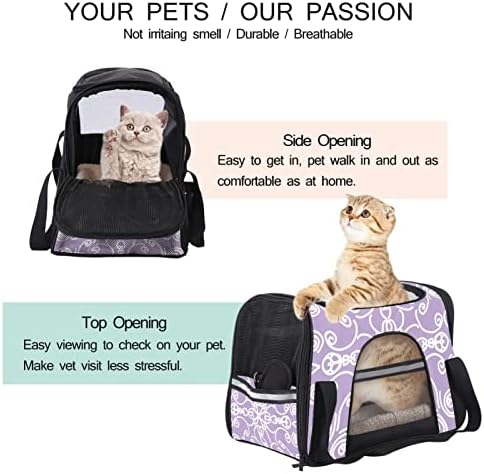 Bolsa de portador de animais de estimação de padrão de faixa, mochila de mochila aprovada pela companhia aérea, bolsa respirável portátil para viagens macias, para cães, gatos e animais pequenos