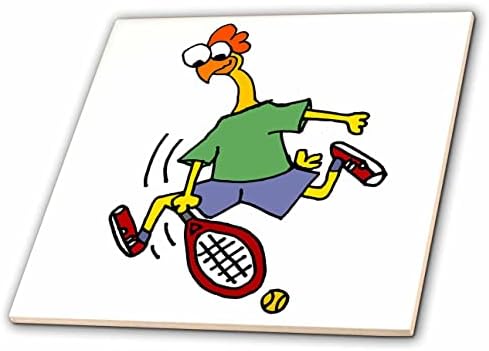 3drose engraçado frango fofo de borracha jogando desenho esportivo de tênis - azulejos