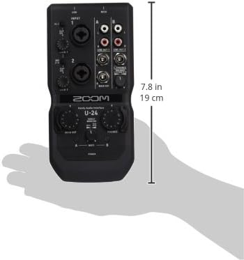 Interface de áudio útil Zoom U-24, interface de áudio USB portátil de 2 canais, 2 XLR/TRS Combo entradas, E/S MIDI, saídas RCA