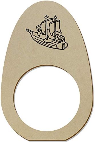 Azeeda 5 x 'Navio pirata' Anéis/suportes de guardanapo de madeira