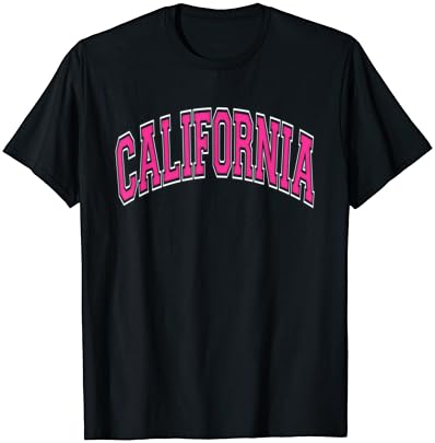 T-shirt de texto magenta estilo do colégio da Califórnia