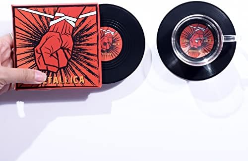 Mini Vinil Record Coasters - Conjunto de 2 montanhas -russas legais com decorações de capa de álbum projetadas - Presente de casa para amantes da música