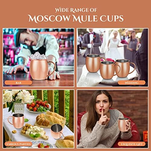 Yinder 12 PCs canecas de mula de Moscou com palhas 18 oz copos de cobre lisos 304 canecas de aço inoxidável com aço inoxidável de cobre