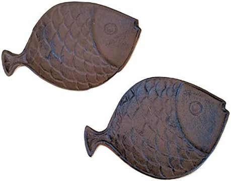 2 sotaques de peixe decorativo de ferro fundido