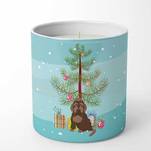 Tesouros de Caroline CK3509CDL Brown russo Tsvetnaya Bolonka Lap Dog Árvore de Natal 10 oz Candle de soja decorativa, Soja Nature Cera e vela essencial Decoração de casa Ideal para quarto, cozinha, banheiro,