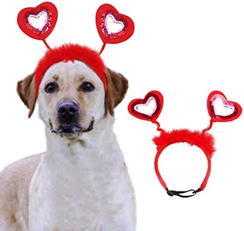 Valentines Heart Head Band Dog Costume Pet Red Love Hearts Farda de cabeça para cães Cat Glitter do Dia dos Namorados