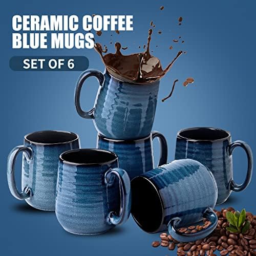Canecas de café com cerâmica Hasense Conjunto de xícaras de café de 6,15 onças com alça, caneca de chá de porcelana para