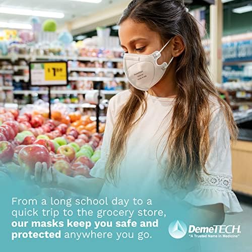 Demetech DX95 XS Máscaras faciais do respirador de partículas para crianças, máscaras de estilo dobrável com alças de ouvido, feitas